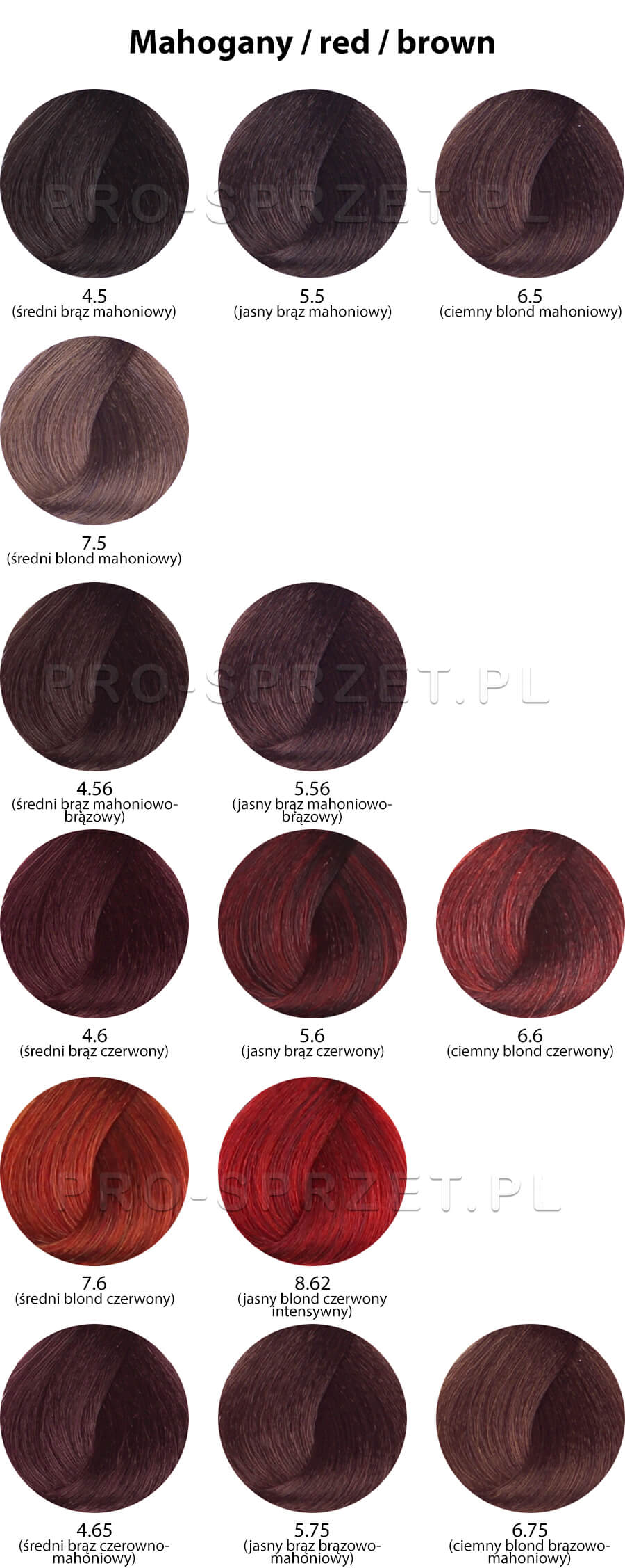 Dusy Professional Color Creations Farba do włosów z proteinami jedwabiu - kolekcja czerwona, mahoniowa i brązowa