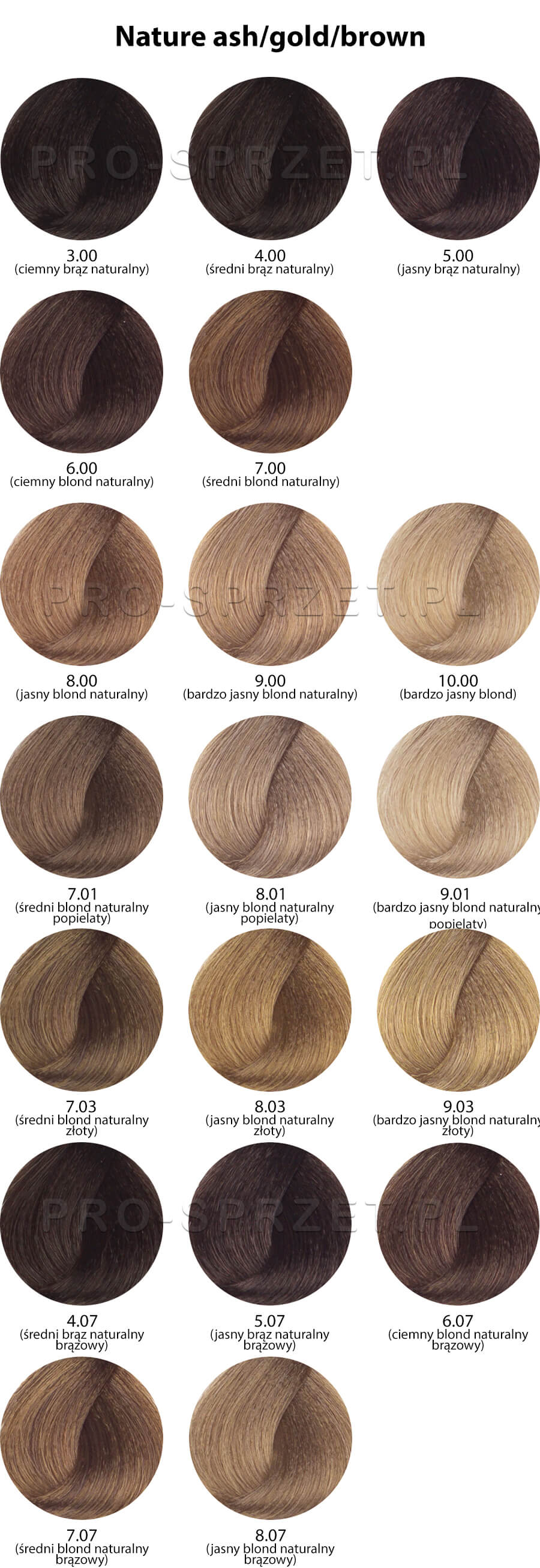 Dusy Professional Color Creations Farba do włosów z proteinami jedwabiu - kolekcja naturalna, popielata, brązowa