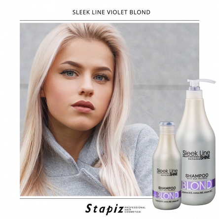 Szampon Stapiz Sleek Line Violet Blond neutralizujący do włosów blond 300ml Szampony i spraye koloryzujące Stapiz 5906874553398