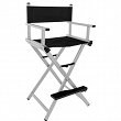 Krzesło Activ Glamour do makijażu srebrne z czarnym materiałem Fotele kosmetyczne Activ 10878
