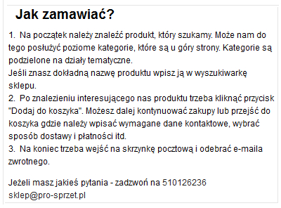 jak zamawiać produkty opis