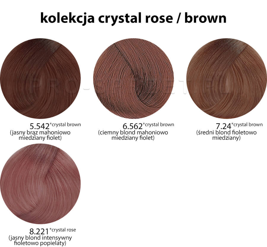 Alfaparf Evolution of the color, paleta kolorów - kolekcja crystal rose i brown