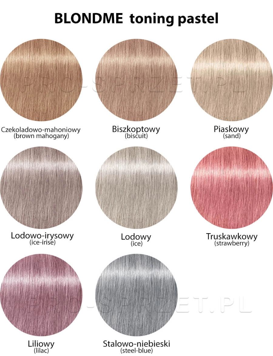 Schwarzkopf Blondme Toning Pastel- paleta kolorów tonerów pastelowych.