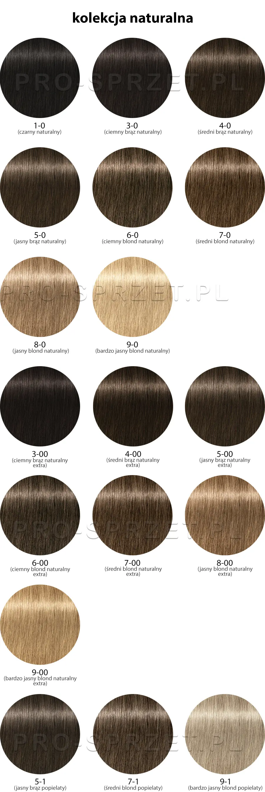 Schwarzkopf Igora Vibrance Paleta kolorów - kolekcja naturalna