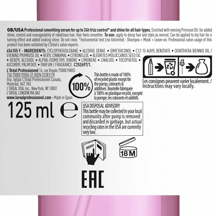 Olejek Loreal Liss Unlimited wygładzający i rozświetlający włosy 125ml Olejki do włosów L'Oreal Professionnel 3474636974320
