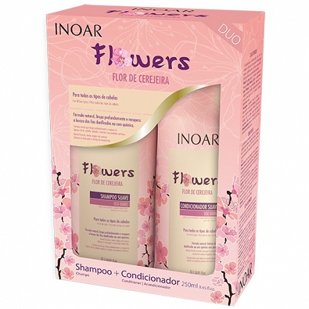 Szampon + odżywka INOAR Flowers do włosów, wzmacniający 2x250ml Włosy suche Inoar 7898581084556