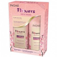Szampon + odżywka INOAR Flowers do włosów, wzmacniający 2x250ml Włosy suche Inoar 7898581084556