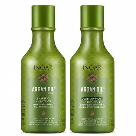 Szampon + odżywka Inoar Argan Oil, wygładzający 2x250ml Włosy puszące się Inoar 7898581083092
