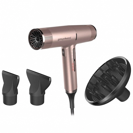 Lekka suszarka Ga.ma IQ Perfetto professional 294g, różowo-złota 1600W Suszarki z dyfuzorem Ga.ma 8023277144125