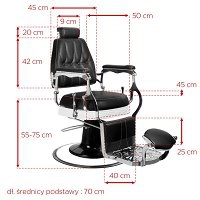 Fotel barberski Gabbiano LORD fryzjerski czarny dostępny w 48h Fotele barberskie Gabbiano