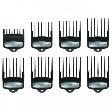 Nasadki Wahl Premium Metalowe do maszynek Wahl 3, 6, 10, 13, 16, 19, 22, 25mm (komplet 8szt.) Wahl 4015110072331