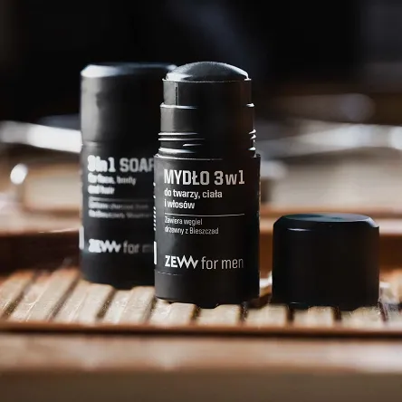 Mydło ZEW for men naturalne 3w1 do twarzy, ciała i włosów z węglem drzewnym 85ml Zew ZEW 5905683265492