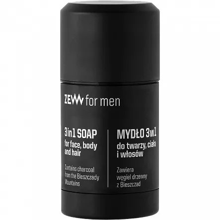 Mydło ZEW for men naturalne 3w1 do twarzy, ciała i włosów z węglem drzewnym 85ml Zew ZEW 5905683265492