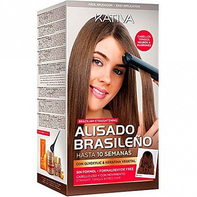 Zestaw do keratynowego prostowania włosów Kativa ALISADO BRASILENO do włosów czarnych i brązowych Keratynowe prostowanie Kativa 7750075040267