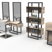 Regał Panda Crudo do salonu fryzjerskiego w stylu loftowym Labory fryzjerskie i szafki Panda