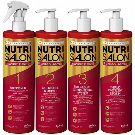 Mały zestaw Novex Brazilian Keratin Nutri Salon do brazylijskiego keratynowego prostowania 4x500ml + gratisy Keratynowe prostowanie Novex 10129790