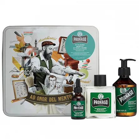 Zestaw Proraso Refreshing, do pielęgnacji brody, szampon 200ml, balsam, 100ml, olejek 30ml Pielęgnacja Proraso 8004395006939