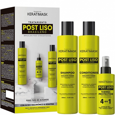 Zestaw Placenta Life Keratimask Post Alisado po keratynowym prostowaniu włosów szampon + odżywka 2x250ml + spray 50ml Placenta Life 7756719015295