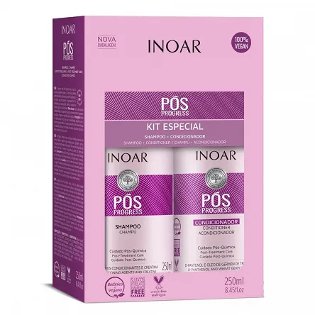 Zestaw Inoar Pos Progress Duo Pack 2x250ml po keratynowym prostowaniu Kosmetyki po keratynowym prostowaniu | produkty po keratynowym prostowaniu włosów Inoar 7908124400436