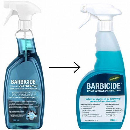 Spray do dezynfekcji Barbicide wszystkich powierzchni i narzędzi, bezzapachowy 750ml Barbicade Barbicide 5906735706338