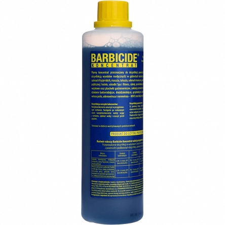 Koncentrat Barbicide do dezynfekcji narzędzi fryzjerskich i kosmetycznych oraz powierzchni 500ml Środki do dezynfekcji narzędzi  Barbicide 4260638460058