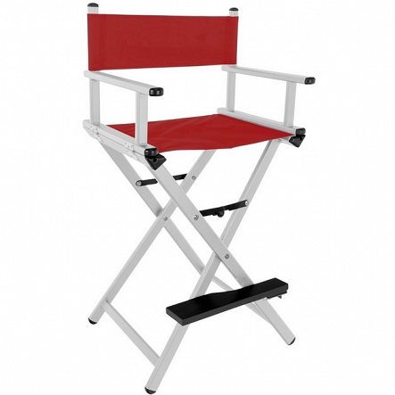 Krzesło Activ Glamour do makijażu srebrne z czerwonym materiałem Activ Activ 10879