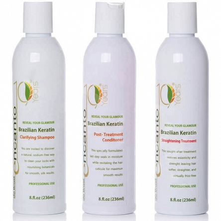 Zestaw Encanto DO BRASIL 3x236ml keratyna, szampon i odżywka do keratynowego prostowania włosów Keratynowe prostowanie włosów Encanto