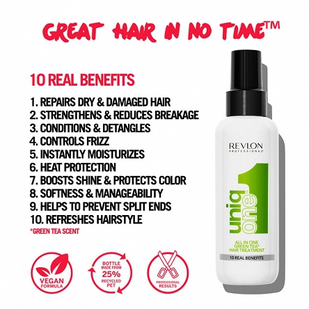 Maska Revlon Uniq One Green Tea, wielofunkcyjna w sprayu do włosów 150ml Włosy suche Revlon Professional 8432225129853