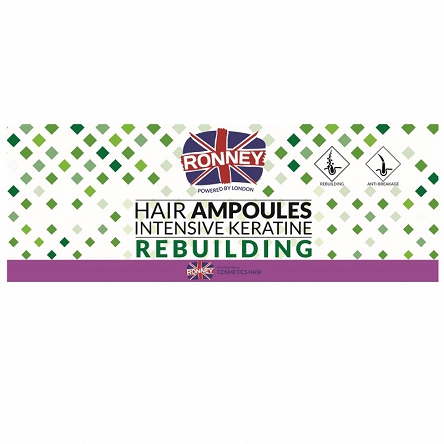 Ampułki do włosów Ronney Hair Ampoules Intensive Keratin Rebuilding 12x10ml Ampułki do włosów Ronney 5060589153554