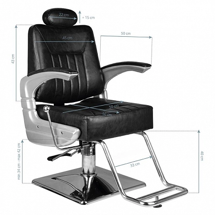 Fotel barberski Hair System SM182, czarny dostępny w 48h Fotele barberskie Hair System 5906717428944