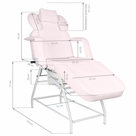Fotel zabiegowy, Activ Ivette do rzęs, różowy dostępny w 48h Fotele kosmetyczne z ręczną regulacją Activ 5906717434969