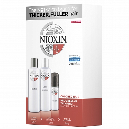 Zestaw Nioxin System 4 do pielęgnacji włosów farbowanych, szampon 150ml, odżywka 150ml, kuracja 50ml Przeciw wypadaniu włosów Nioxin 3614226738042