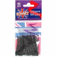 Kokówki RONNEY KATJA050/40 fryzjerskie karbowane czarne 40szt wsuwki i kokówki Ronney 5905094608338