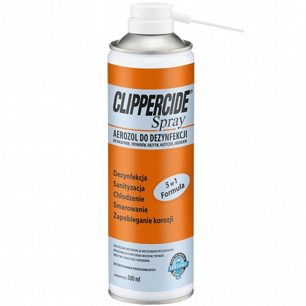 Spray Clippercide do dezynfekcji maszynek, brzytw, nożyczek i grzebieni 500ml Środki do dezynfekcji narzędzi  Barbicide 4260638460102