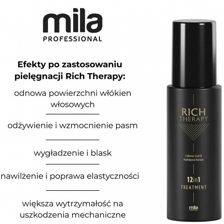 Odżywka wielofunkcyjna Mila Professional Rich Therapy 12in1 w sprayu do włosów z keratyną i złotem koloidalnym 150ml Mila 5904610792063