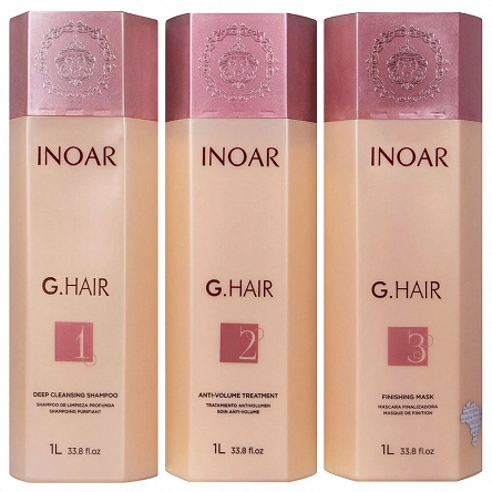 Szampon Inoar G.Hair do kuracji keratynowej dla włosów niesfornych i trudnych 1000ml Kosmetyki przed keratynowym prostowaniem | preparat przed prostowaniem włosów Inoar 7898581083597