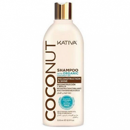 Szampon kokosowy Kativa COCONUT OIL odbudowujący, nadaje połysku 500ml Szampony nabłyszczające Kativa 7750075041356