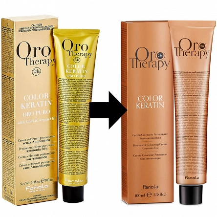 Farba Fanola Oro Therapy Color Keratin Oro Puro w kremie do trwałej koloryzacji bez amoniaku 100ml Farby do włosów Fanola 8032947864249