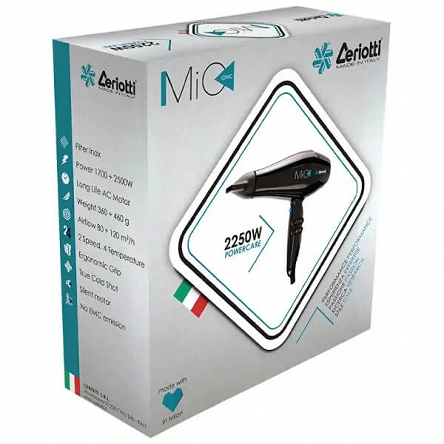 Suszarka Ceriotti Mio Ionic Powercare, czarna 2250W Ceriotti 8032529420856