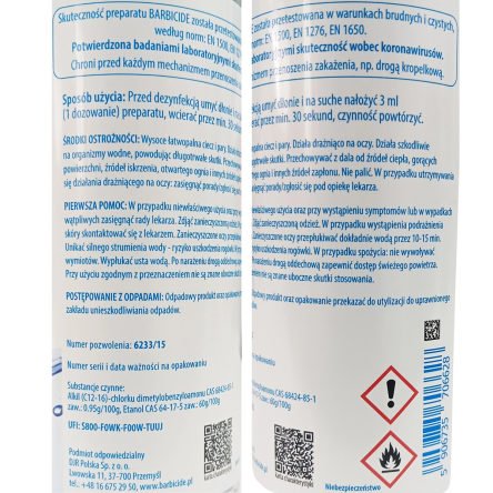 Spray Barbicide Hand Disinfection do dezynfekcji rąk i skóry 250ml Środki do dezynfekcji skóry Barbicide 5906735706628