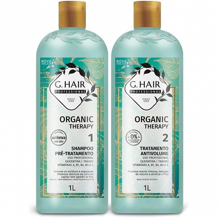 Kuracja INOAR G.Hair Organic Therapy Zestaw Keratyna 1000ml + szampon 1000ml do włosów Nowości Inoar