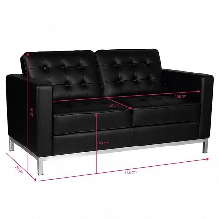 Sofa Gabbiano BM18019 do poczekalni fryzjerskiej, czarna Gabbiano 5906717421006