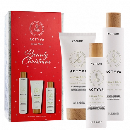 Zestaw świąteczny Kemon Actyva Nuova Fibra, szampon 250ml + maska 200ml + krem 125ml Szampony do włosów Kemon 8020936083771