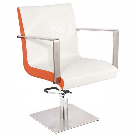 Fotel fryzjerski Gabbiano ROMA biało-pomarańczowy dostępny w 48H Fotele fryzjerskie Gabbiano