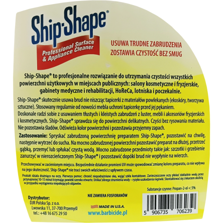 Preparat Barbicide Ship Shape do czyszczenia zabrudzonych powierzchni w salonie 750ml Środki do dezynfekcji powierzchni Barbicide 5906735706239