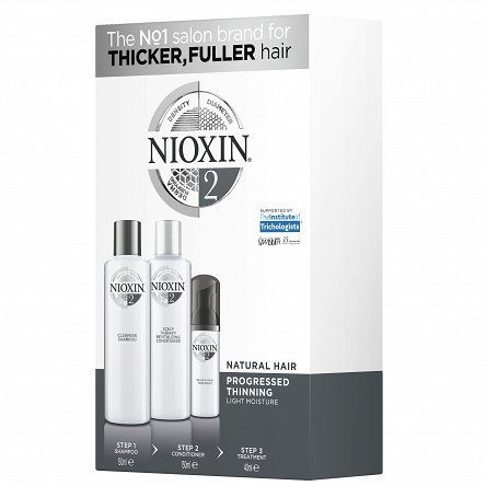 Zestaw Nioxin System 2 do pielęgnacji włosów naturalnych, szampon 150ml, odżywka 150ml, kuracja 50ml Odżywki do włosów Nioxin 4064666310565