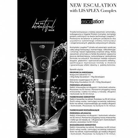Farba do włosów Lisap Escalation trwała, kremowa 100ml Trwałe farby do włosów Lisap 1200350010011