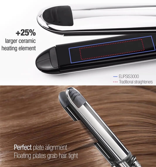 25% bardziej wydajne prostowanie prostownicą Babyliss Elipsis 3000 BAB3000EPE