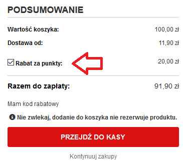 wykorzystaj punkty w koszyku sp